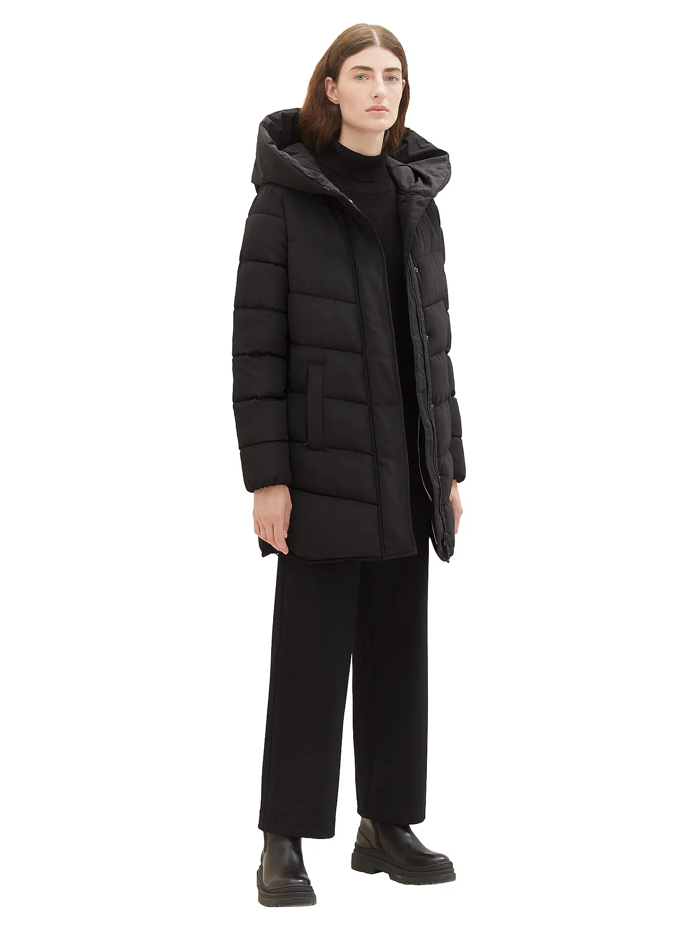 TOM TAILOR | Steppmantel | schwarz